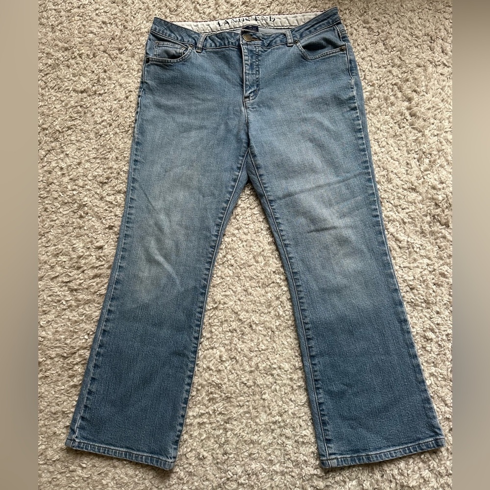 Land’s End Women’s Denim Jeans Sz 10 Original Fit Modern Waist Boot Leg Faded